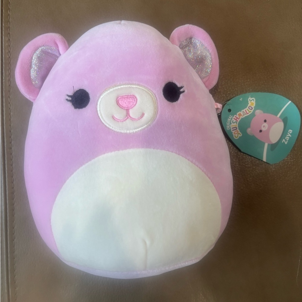 Squishmallows Pink and White Stuffed Bear